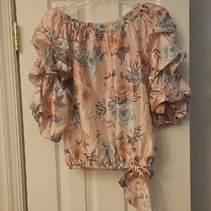 CeCe Pink and Blue Blouse Elegant Top